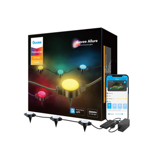 Govee Allure Outdoor Ground Lights, RGBIC 36ft Pathway Lights, IP67 Waterproof, Multi-Color 15 Pack Garden Lawn Lights Work with Alexa, WiFi and Bluetooth Control, Music Mode, Decor for Patio, Yard, Lawn -H7050